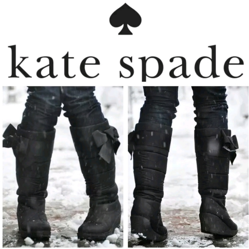KATE SPADE black wedge winter boots